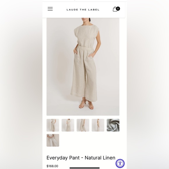 SOLD! NWT Laude the Label- Everyday Crop pants in Natural Linen, Size Medium - Picture 4 of 6